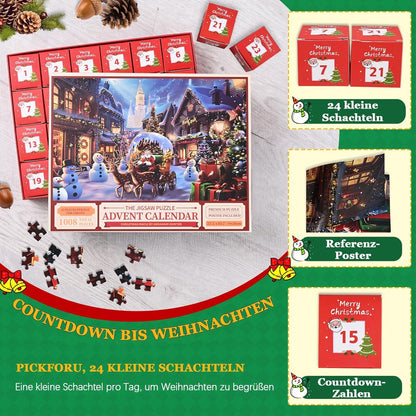 Puzzle Adventskalender 2024: Jigsaw 1008 Teile für Erwachsene & Kinder
