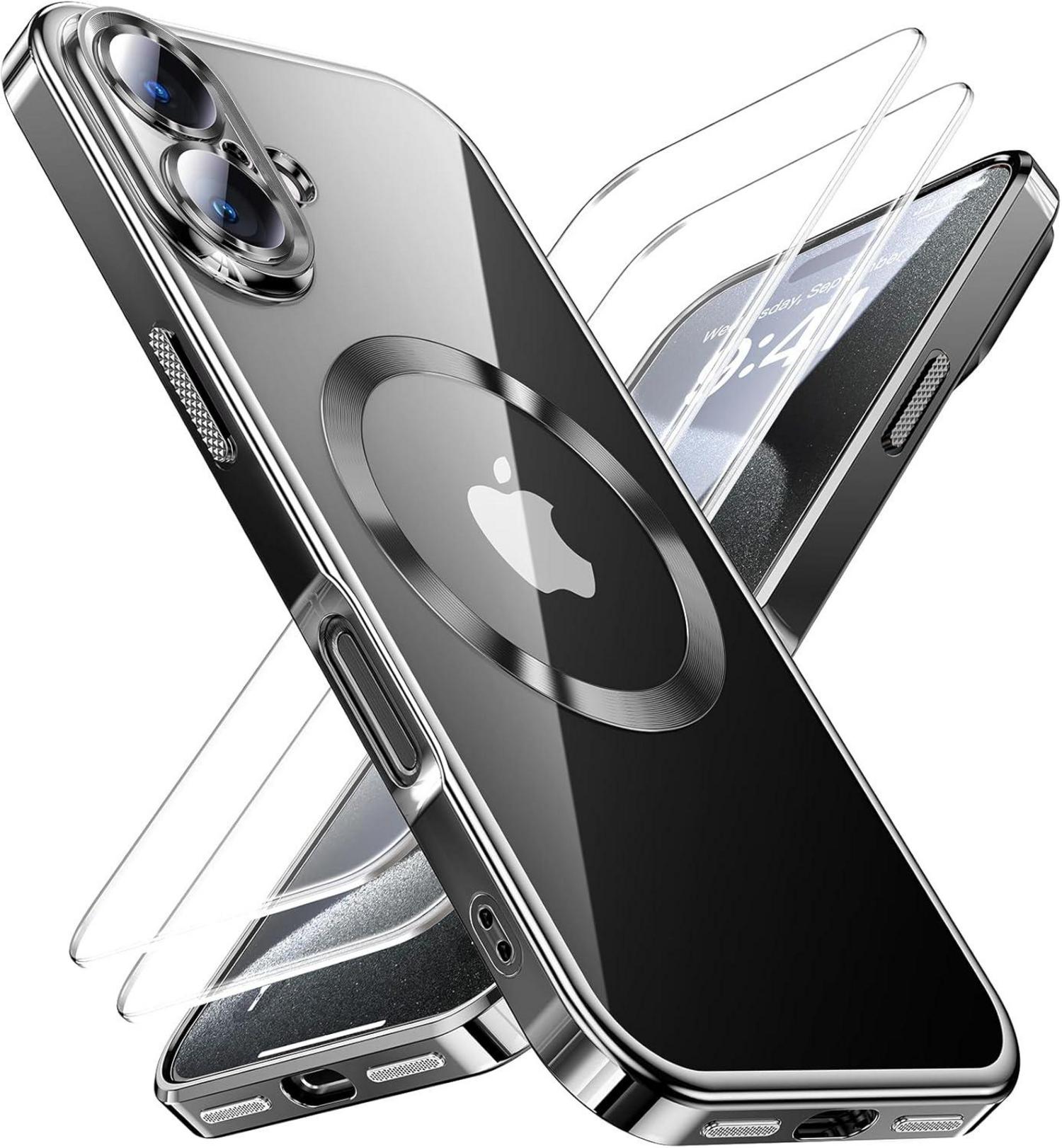 Militärstandard Magnetische Handyhülle für iPhone 16 Plus, Schwarz