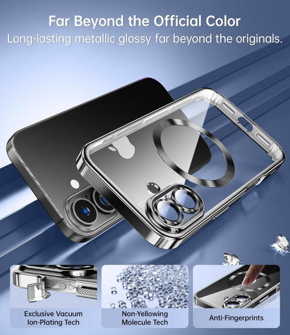iPhone 16 Plus Hülle 3 in 1 Schutzfolie Militärstandard Magnetisch Kameraschutz Schwarz