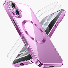 iPhone 16 Plus Handyhülle mit Schutzfolie und Magnet, Stoßfest und
