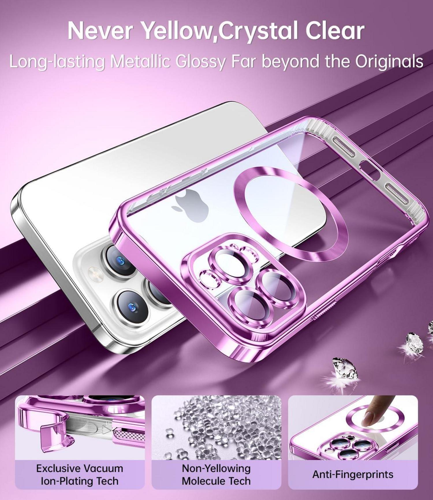 JUESHITUO Magnetic 3-in-1 iPhone 16 Pro Max Case with 2 Screen Protectors - Pink