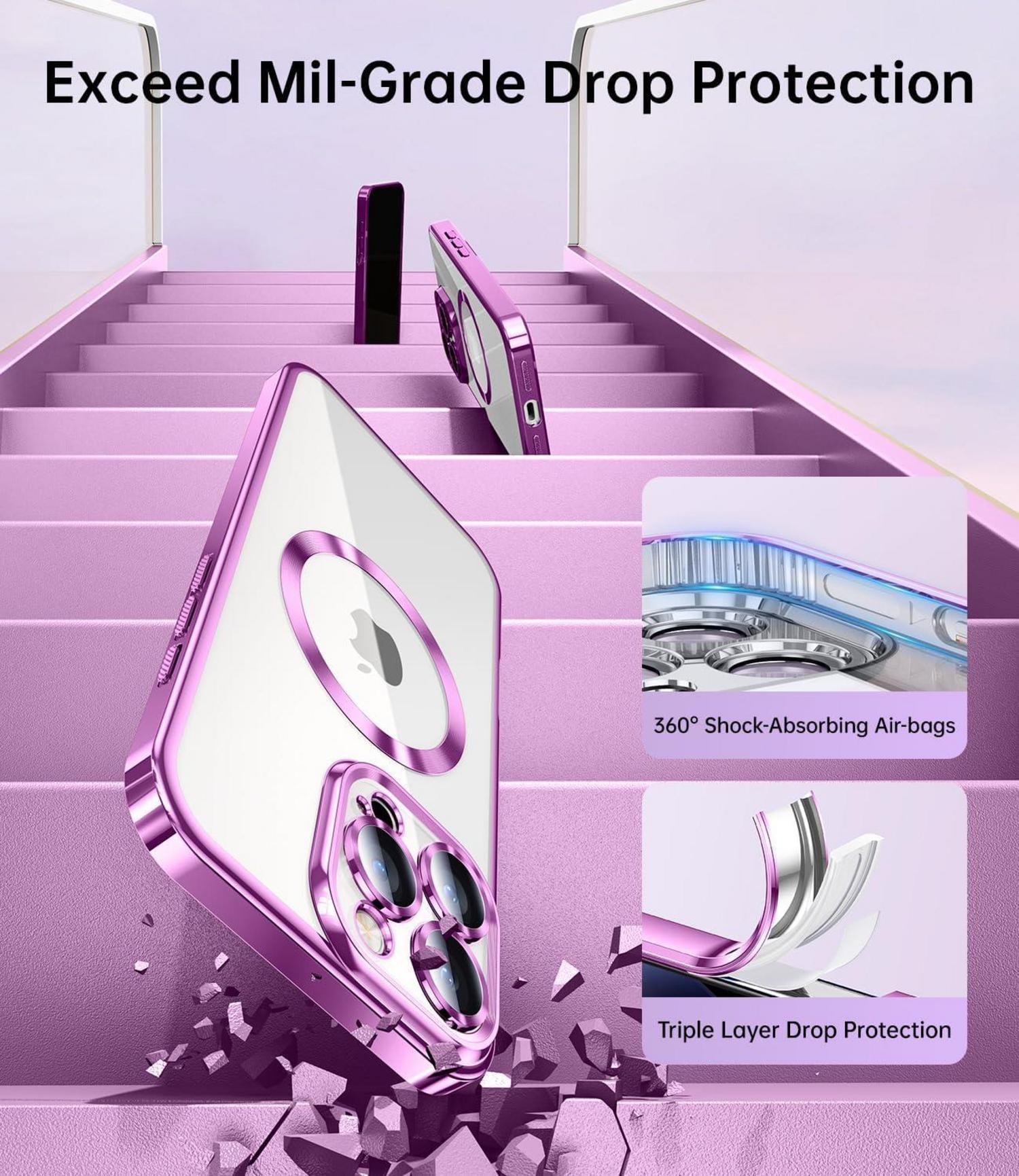 JUESHITUO 3-in-1 Hülle iPhone 16 Pro Max Magnete Kameraschutz Pink