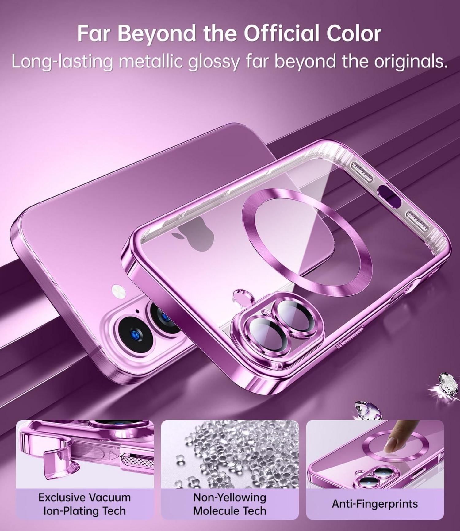 JUESHITUO iPhone 16 Hülle Militärstandard Magnet Stoßfest Kratzfest Magsafe Pink