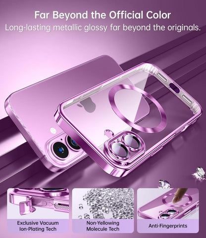 JUESHITUO iPhone 16 Hülle Militärstandard Magnet Stoßfest Kratzfest Magsafe Pink