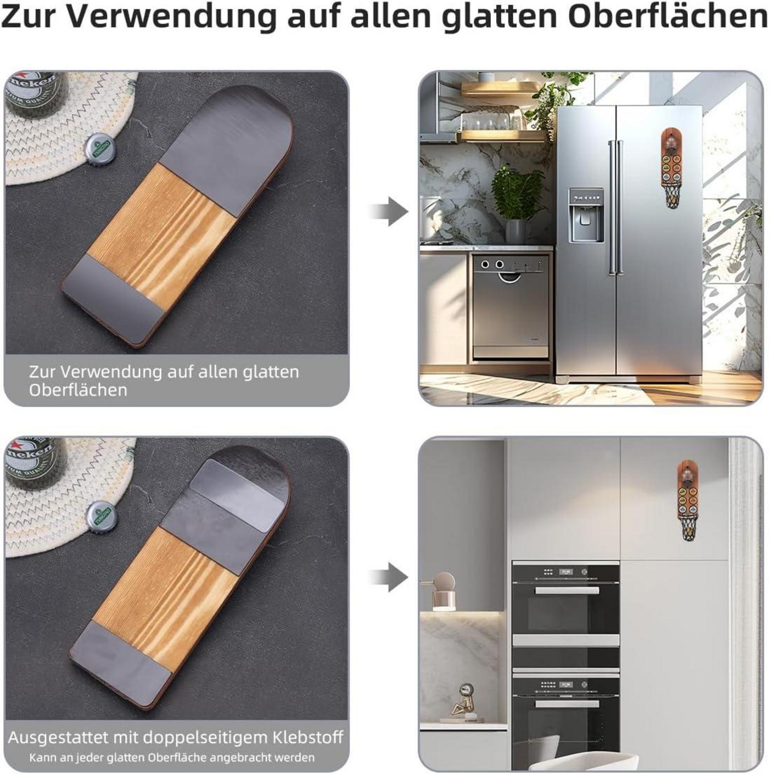 Flaschenöffner Wand Vintage Style Holz magnetisch für Innen Außen