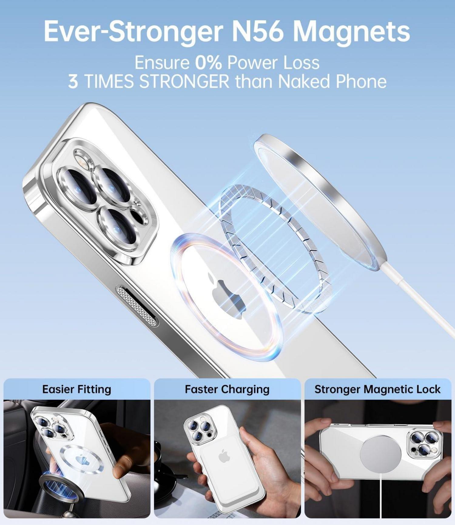 JUESHITUO iPhone 16 Pro Hülle mit 2 Schutzfolien Silber