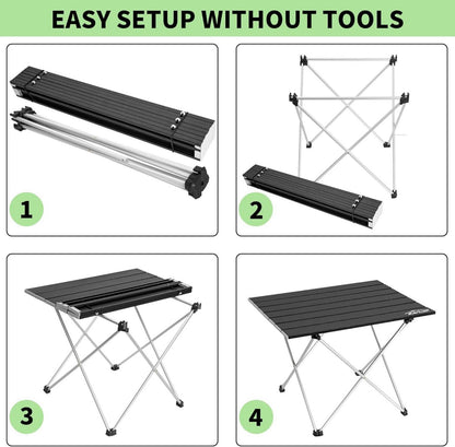 Klappbarer Campingtisch Aluminium Strand Picknick Faltbar mit Tragetasche