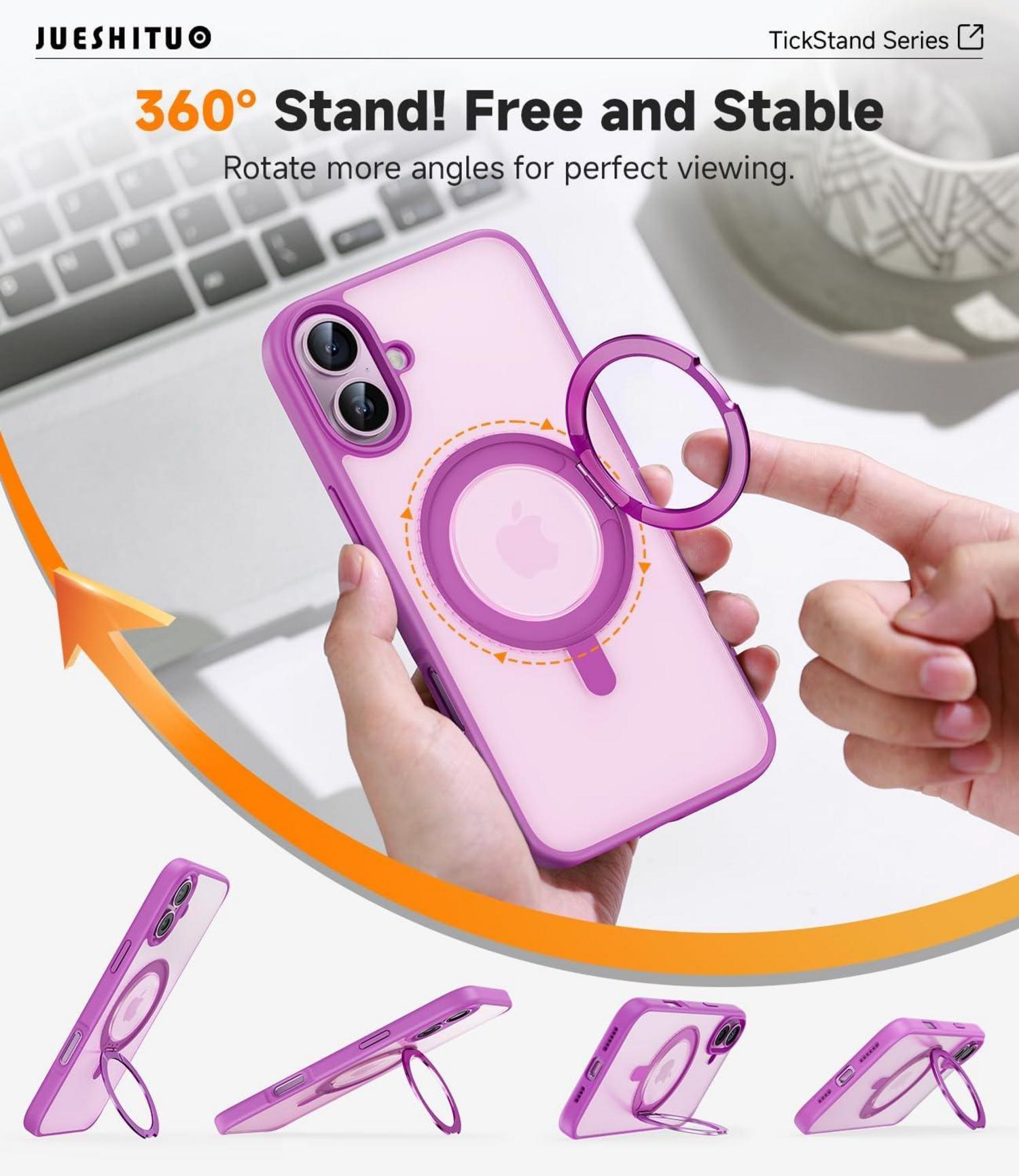 360° Magic Stand iPhone 16 Hülle Militärschutz Unsichtbarer Ständer