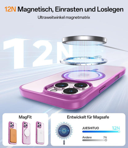 360° Magic Stand für iPhone 16 Pro Hülle mit Magnet [Militärschutz] - Stoßfeste Schutzhülle MagSafe Pink