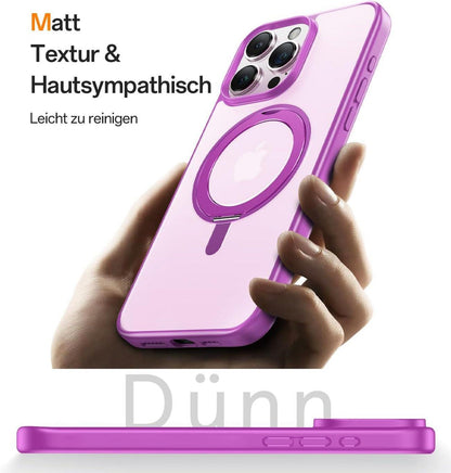 360° Magic Stand für iPhone 16 Pro Hülle Pink MagSafe Militärschutz