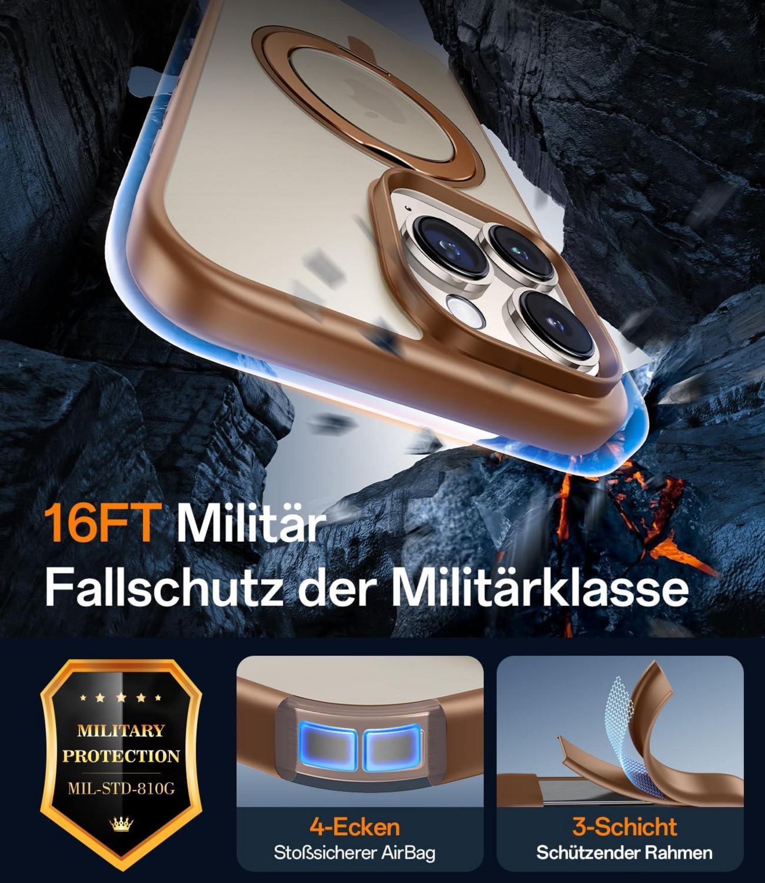 JUESHITUO 360° Magic Stand iPhone 16 Pro Max Hülle MagSafe Titan Wüstensand