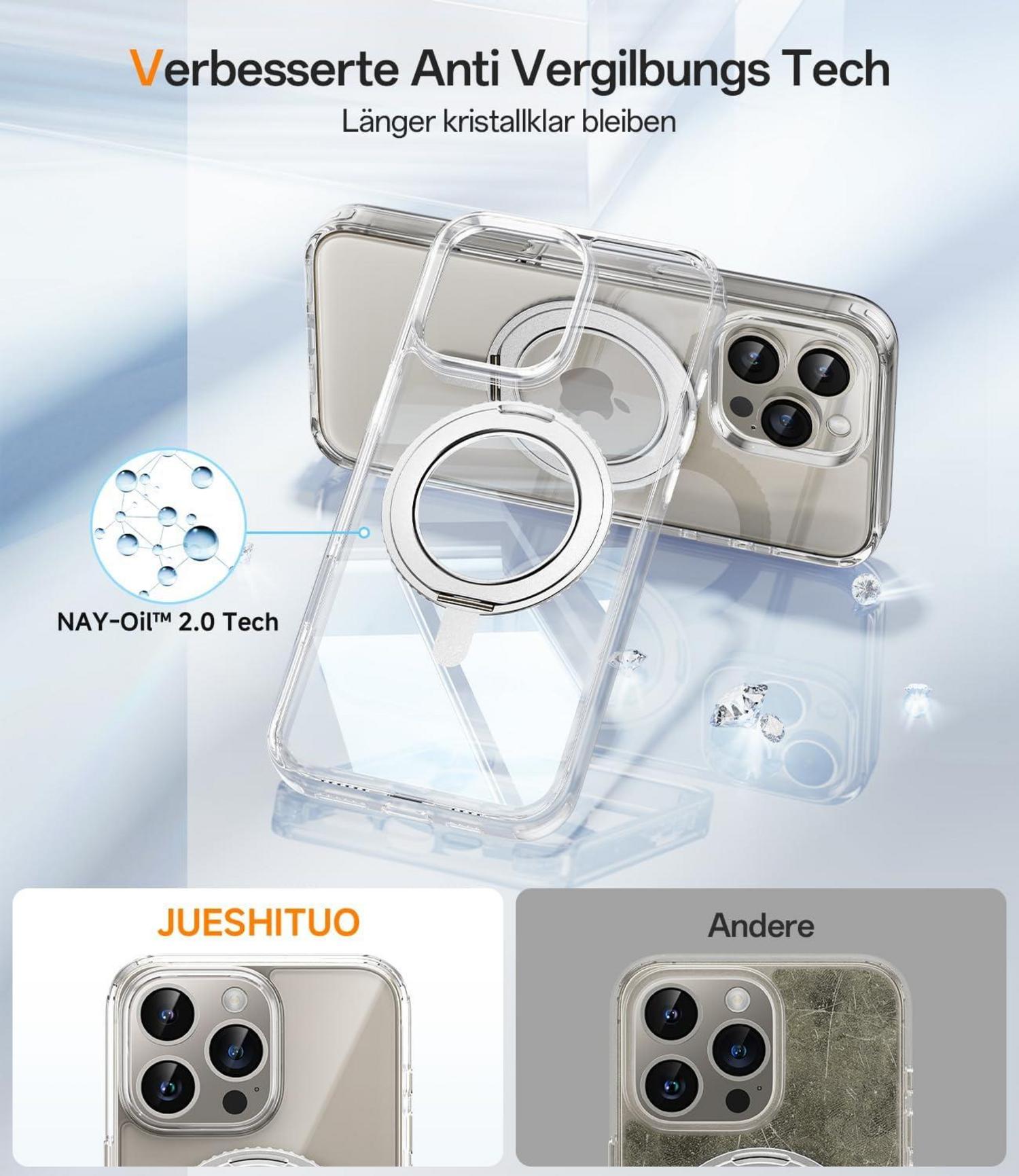 JUESHITUO 360° Magic Stand iPhone 16 Pro Hülle Militärschutz Unsichtbarer