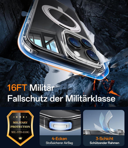360° Magie Stand iPhone 16 Pro Hülle Militärschutz Unsichtbarer