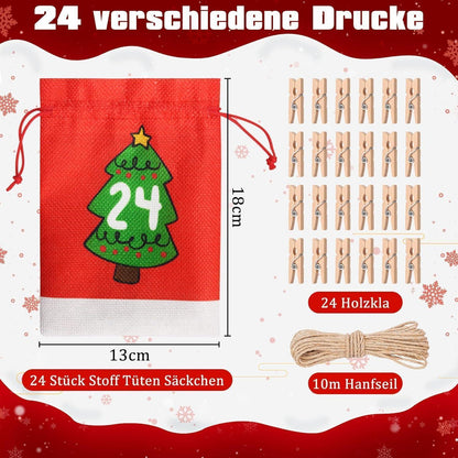 2024 DIY Adventskalender zum Befüllen 18x13 cm für Kinder