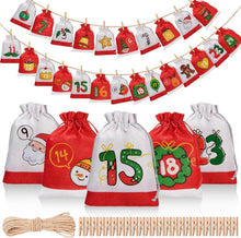 Adventskalender selber befüllen 24 Säckchen Stoff Material