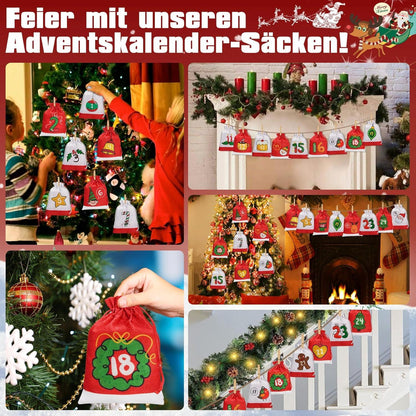 Adventskalender zum Befüllen 24 Säckchen Stoff 18x13cm DIY