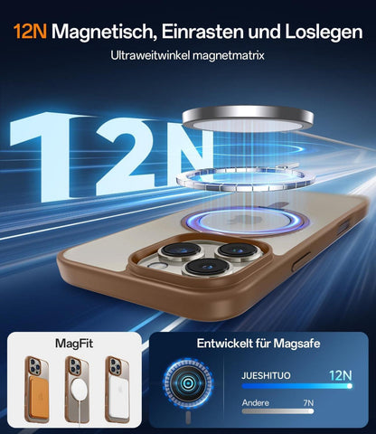 360° Magic Stand für iPhone 16 Pro Hülle Militärschutz Unsichtbarer Ständer stoßfeste Schutzhülle, MagSafe Titan Wüstensand