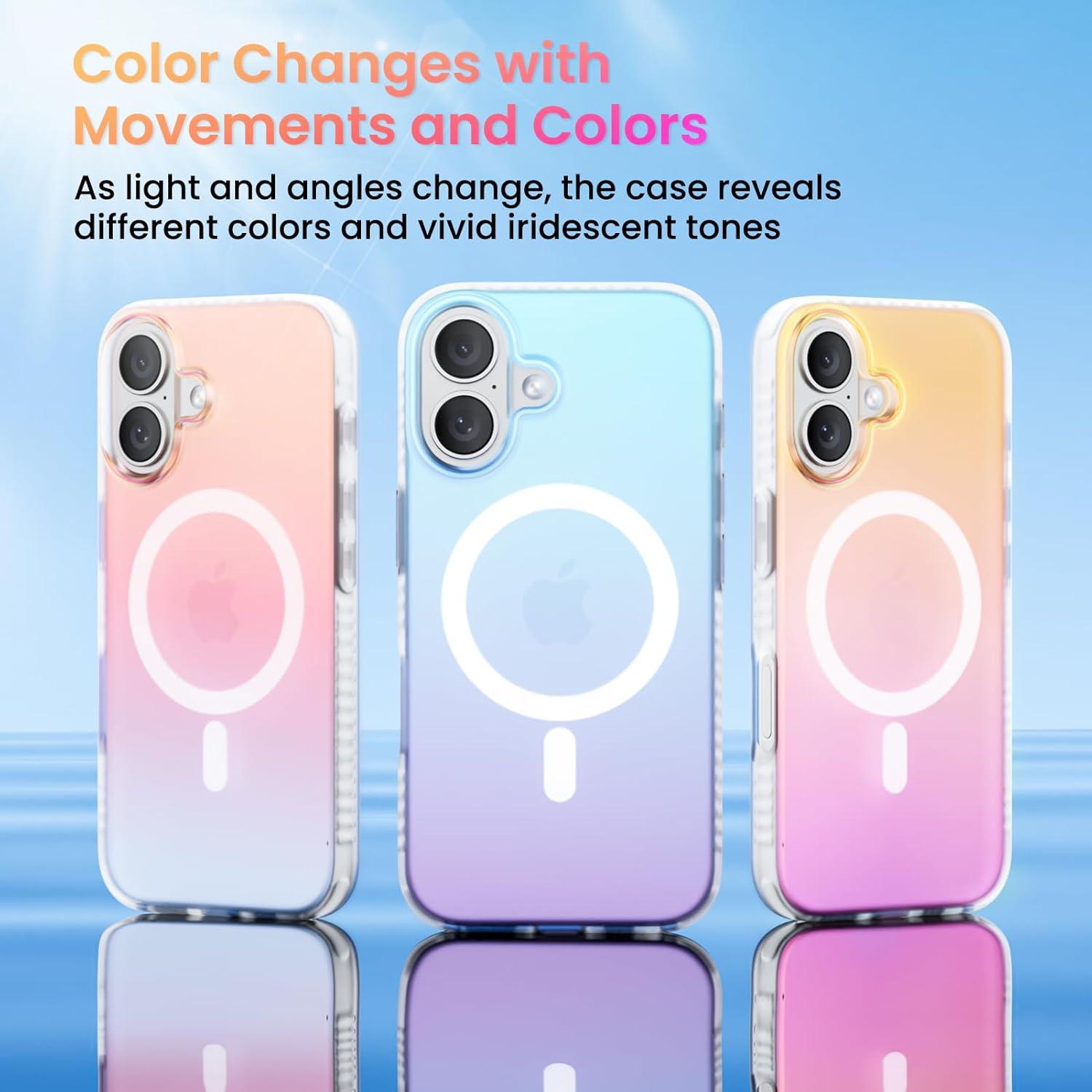 Stoßfeste iPhone 16 Hülle mit Magsafe - Regenbogen Farbverlauf