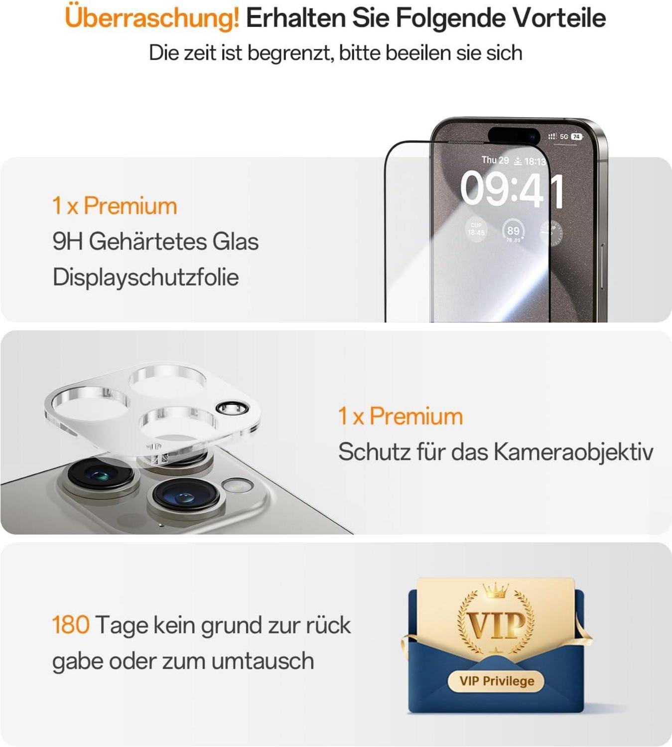 JUESHITUO 360° Magie Stand Hülle iPhone 16 Pro Max MagSafe Pink