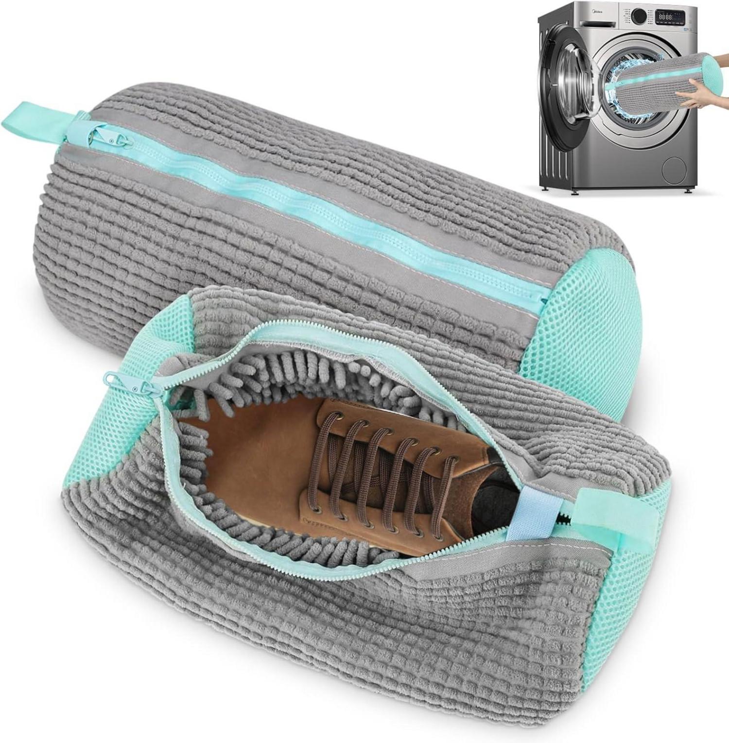 Schuhwaschbeutel für Waschmaschine, Plüsch, Reißverschluss