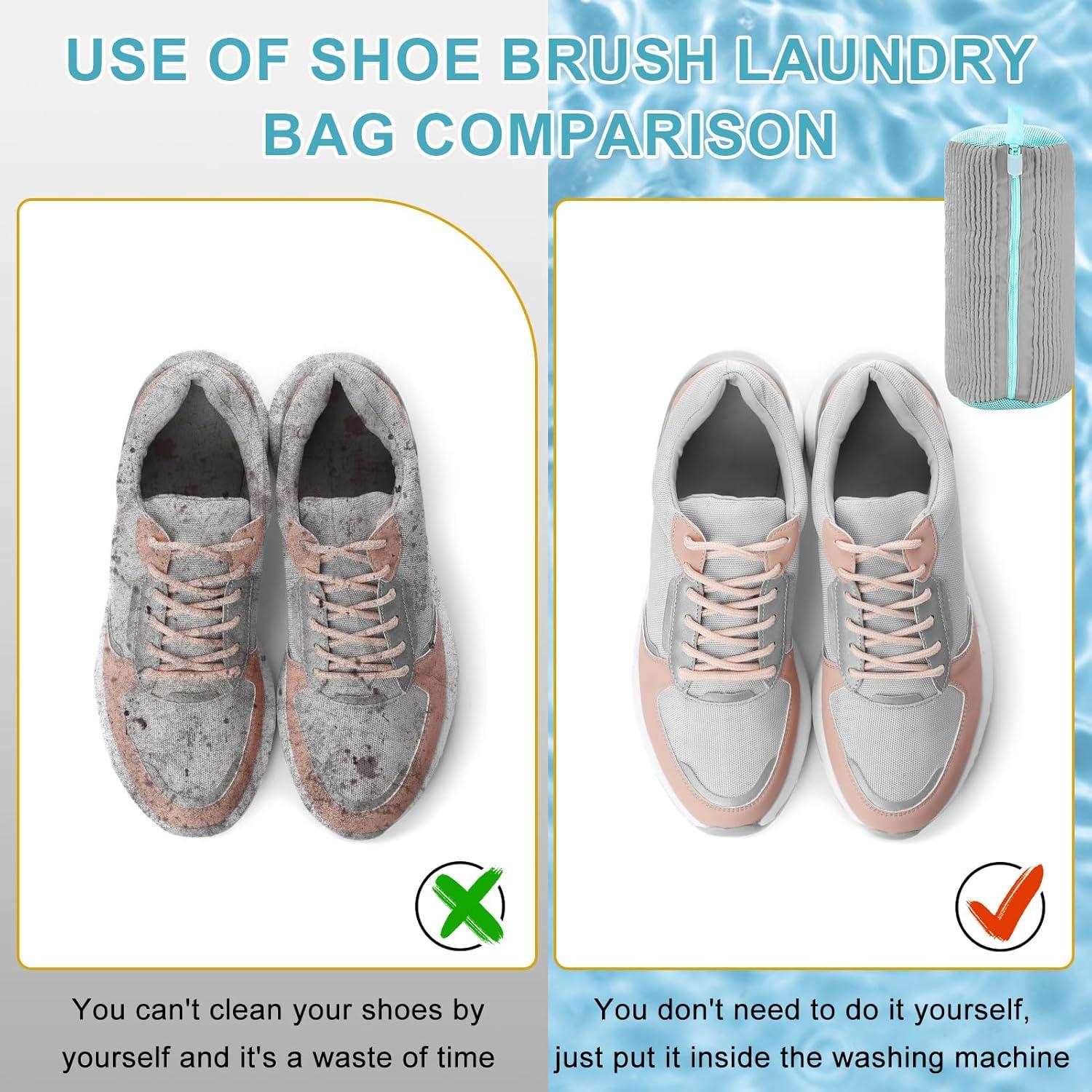 ZTBFHLZQ Schuhwaschbeutel für Waschmaschine, Wiederverwendbar, Plüsch, Grau 2pcs