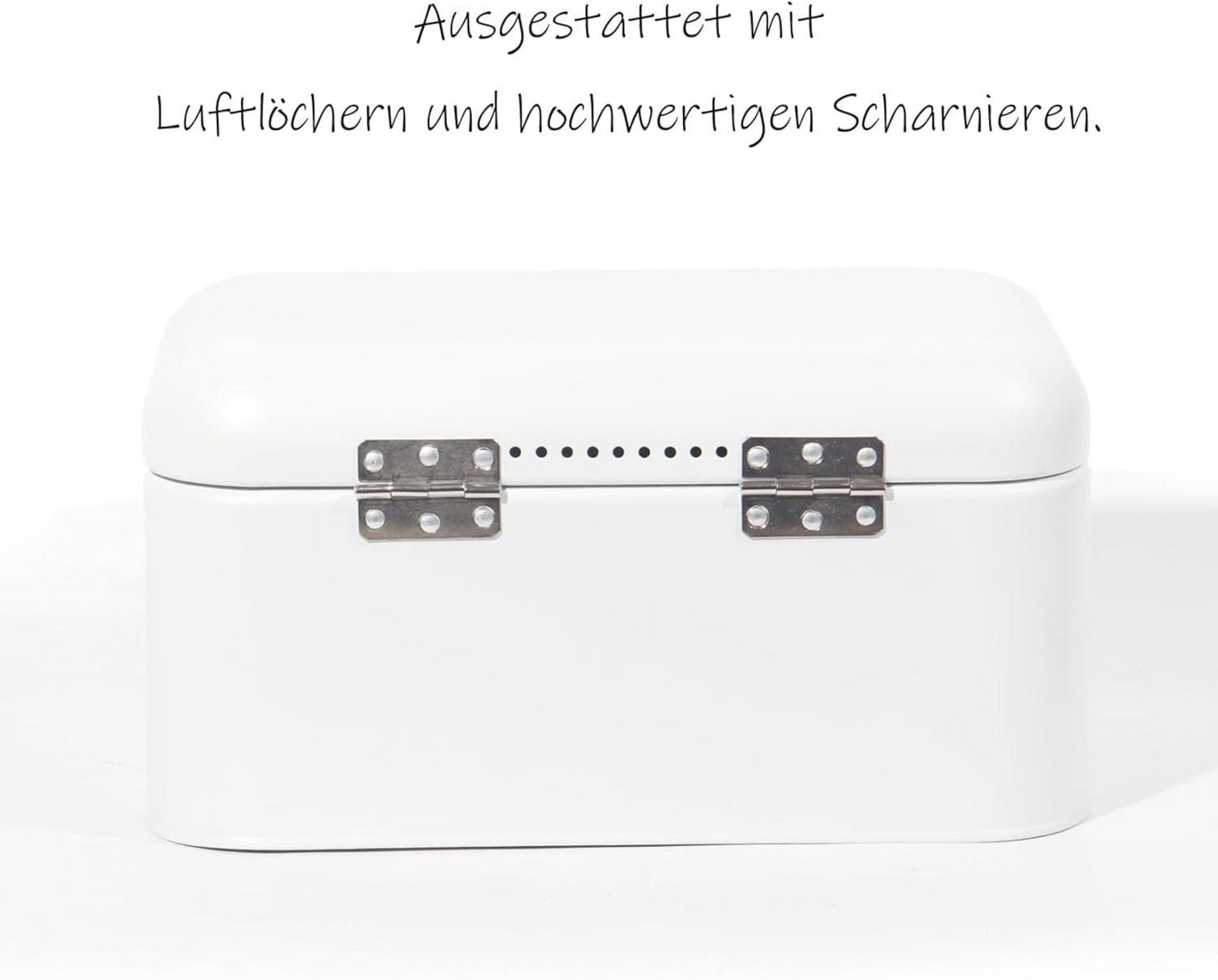 Brotkasten aus Metall mit Edelstahlgriff und Luftlöchern
