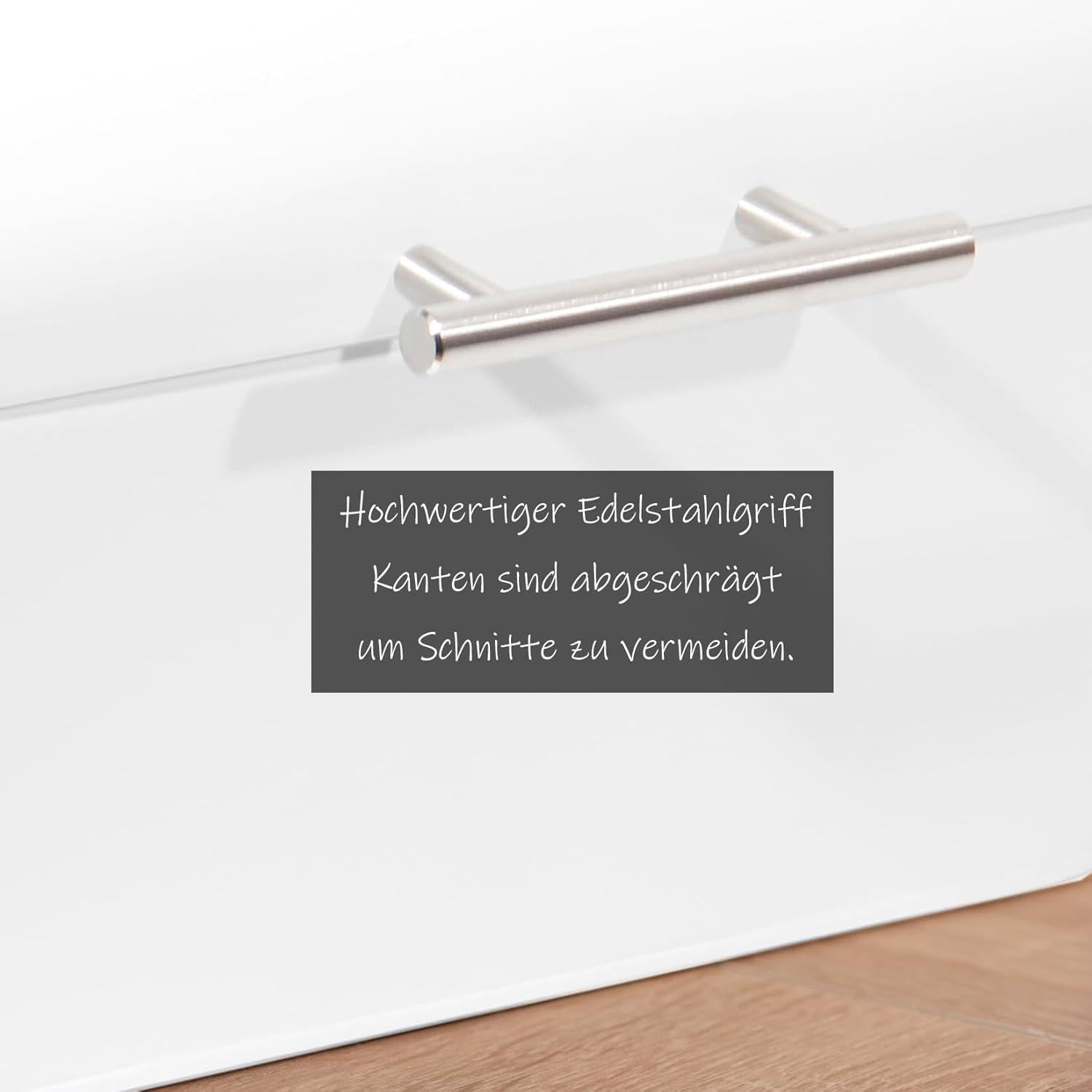 SYLANDO Brotkasten Metall Edelstahlgriff Retro Box Weiß 30cm