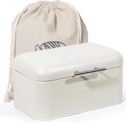 Retro Brotkasten Metall Edelstahlgriff Aufbewahrungsbox Beige 30cm