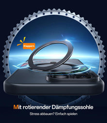360° Magic Stand iPhone 16 Pro Hülle Schwarz Militärschutz