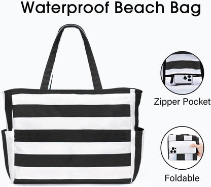 Große Strandtasche Damen XXL Badetasche Shopper Umhängetasche Faltbar 40L