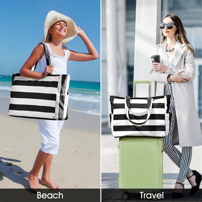 Große Strandtasche Damen XXL Badetasche Shopper Umhängetasche Faltbar 40L
