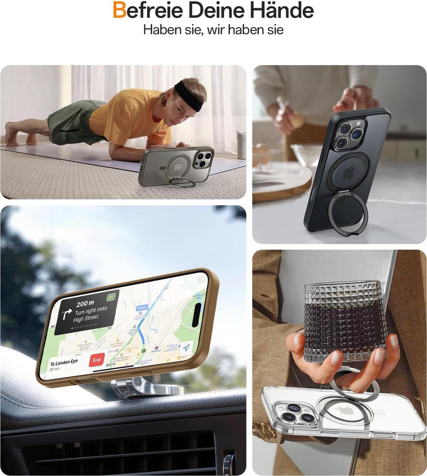 JUESHITUO 360° Magie Stand iPhone 16 Pro Max Hülle [Militärschutz] Unsichtbarer