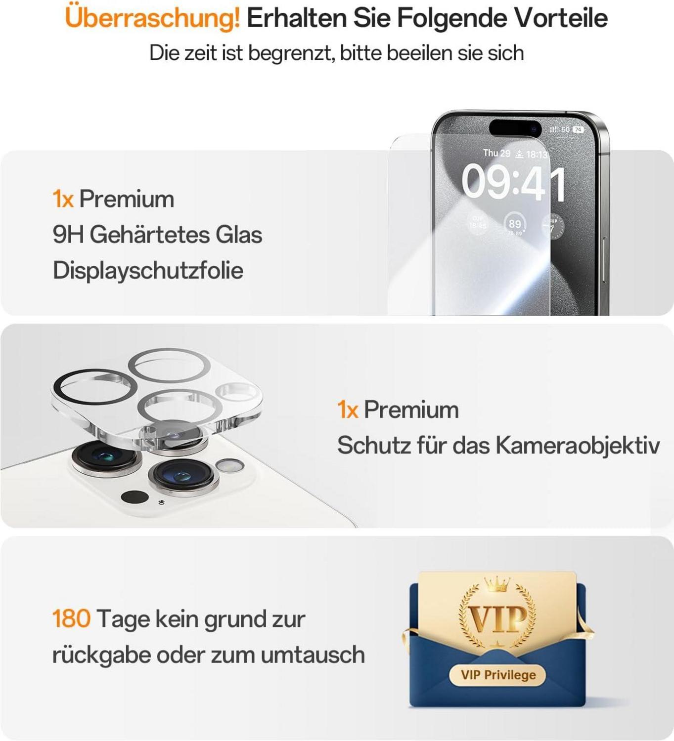 JUESHITUO 360° Magic Stand für iPhone 16 Pro Max Hülle Militärschutz Unsichtbarer Ständer Schwarz