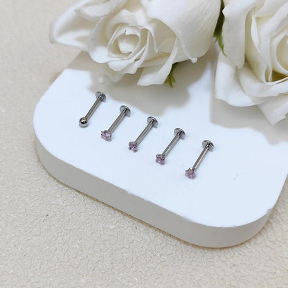 5er Set Lippenpiercing Labret Stecker 10mm 16G Silber Gold Rosa