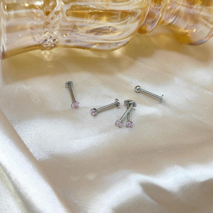 5er Set Lippenpiercing Labret Stecker 10mm 16G Silber Gold Rosa