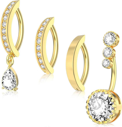 Bauchnabelpiercing Set Edelstahl Strassstein Geschenk