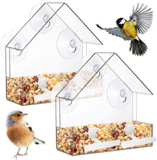 Transparentes Vogelhäuschen für kleine Vögel mit Saugnäpfen und