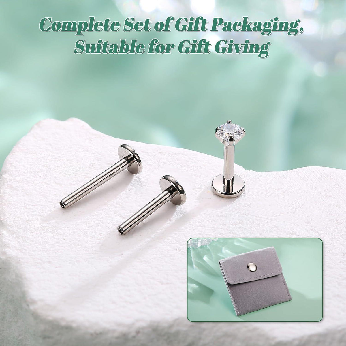 G23 Titan Piercing Set mit Innengewinde, Helix, Tragus, Lippen, Conch