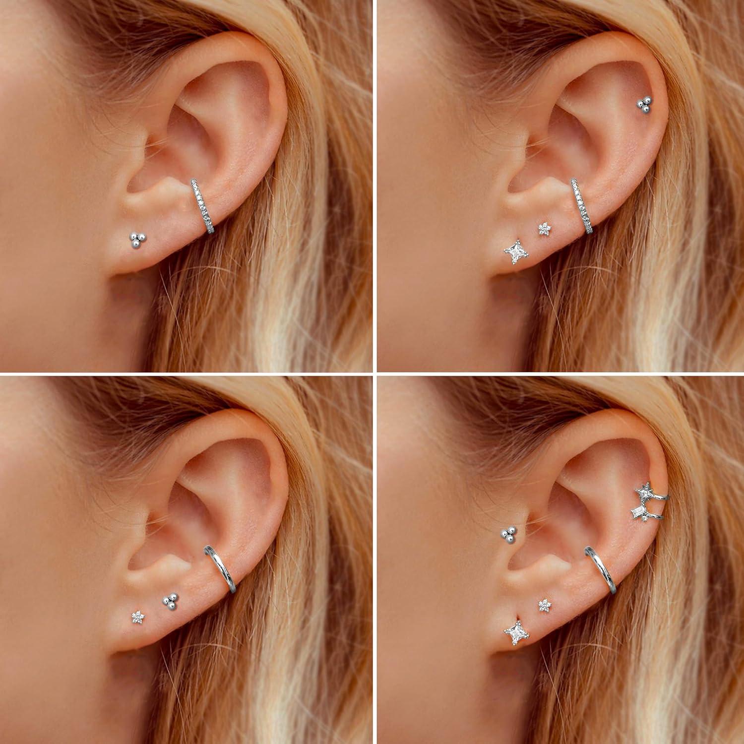 Adramata Titan Helix Piercings Tragus Labret Ohrpiercing Gold Silber Set