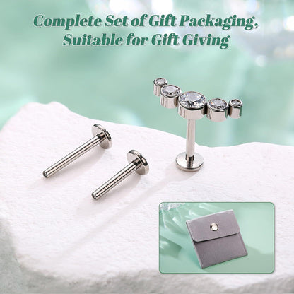 G23 Titan Helix Tragus Labret Piercing Innengewinde 3 Längen 5CZ