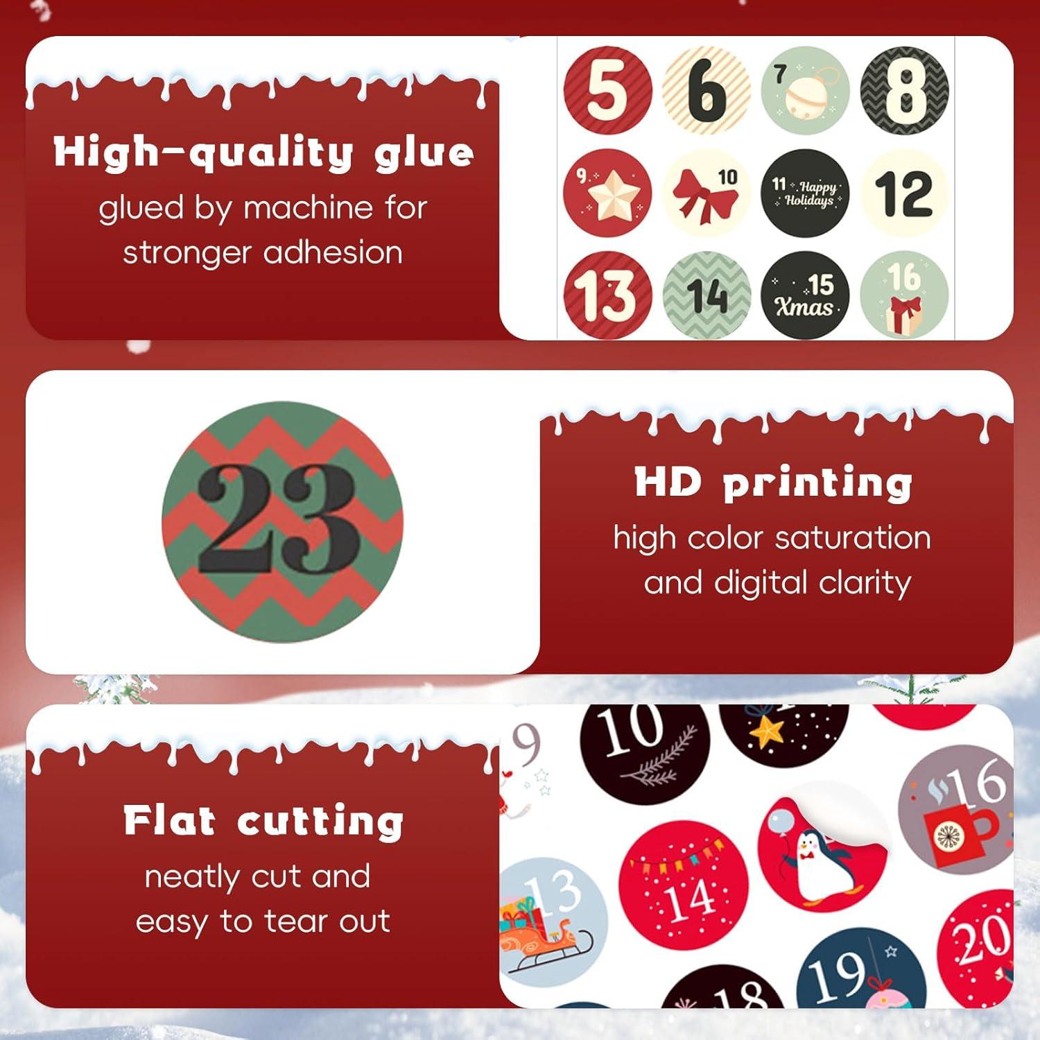 Adventskalender Zahlen Aufkleber Weihnachten DIY Nummern Sticker