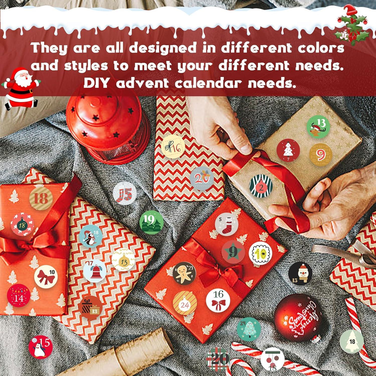 24 Adventskalender Zahlen Aufkleber Weihnachten DIY Nummern Sticker