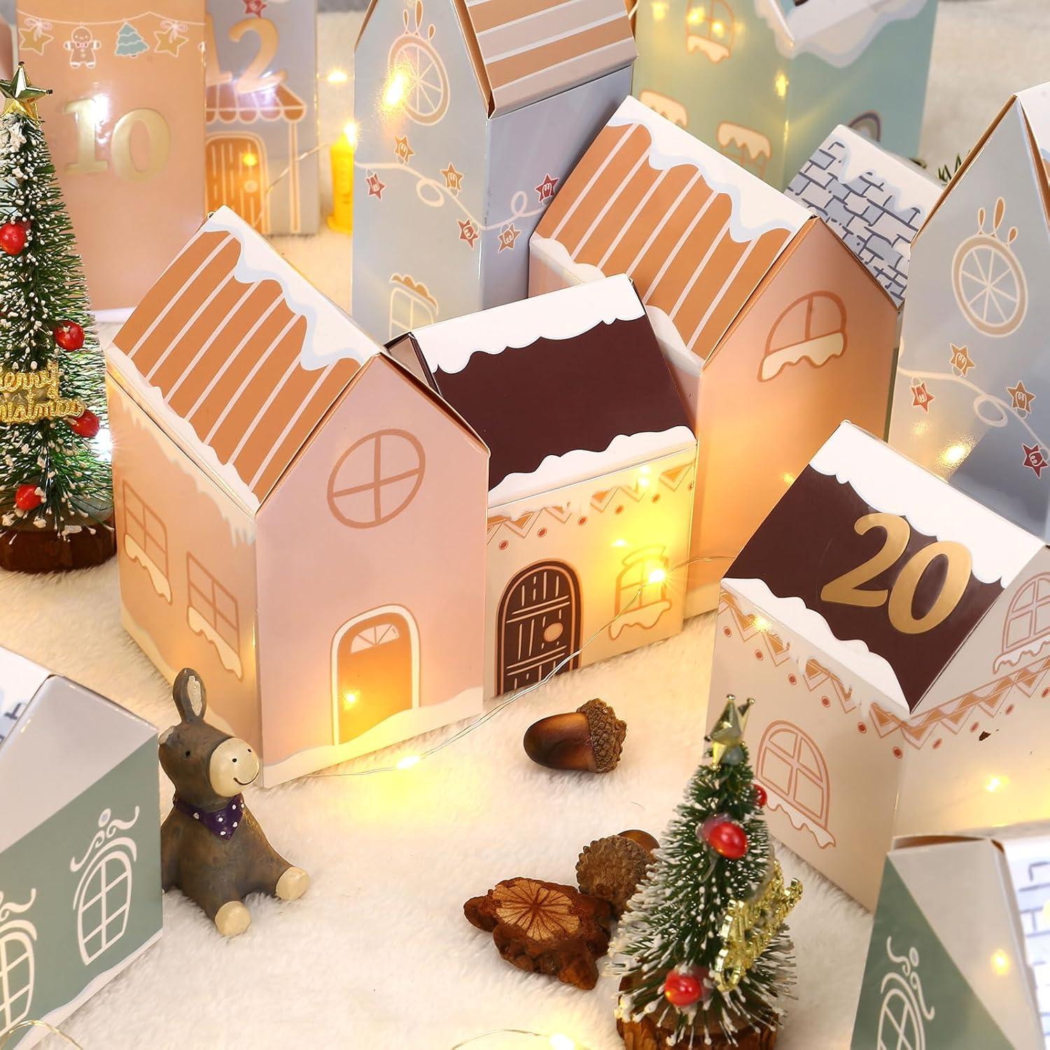 Adventskalender Boxen Weihnachten Kinder - Häuser Schachteln Kiste 24 Geschenkboxen