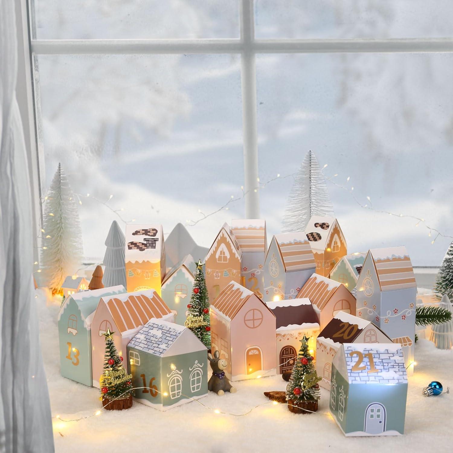 Kesote Adventskalender Boxen Kinder Weihnachten Häuser Schachteln 24