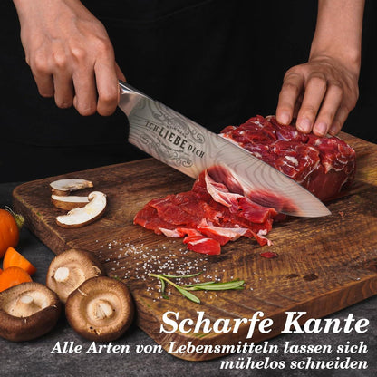 Valentinstag Geschenk Kochmesser Scharf Damast Holzbox Magnetisch