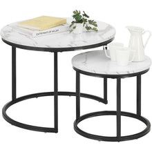 Runder Couchtisch Marmor Optik 2er Set Schwarz Weiß