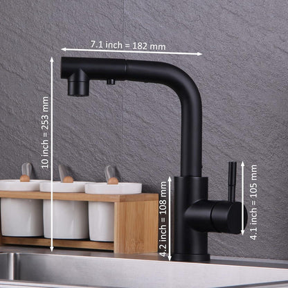 Schwarzer Wasserhahn Bad Ausziehbar 360° Drehbar L-Form Armatur