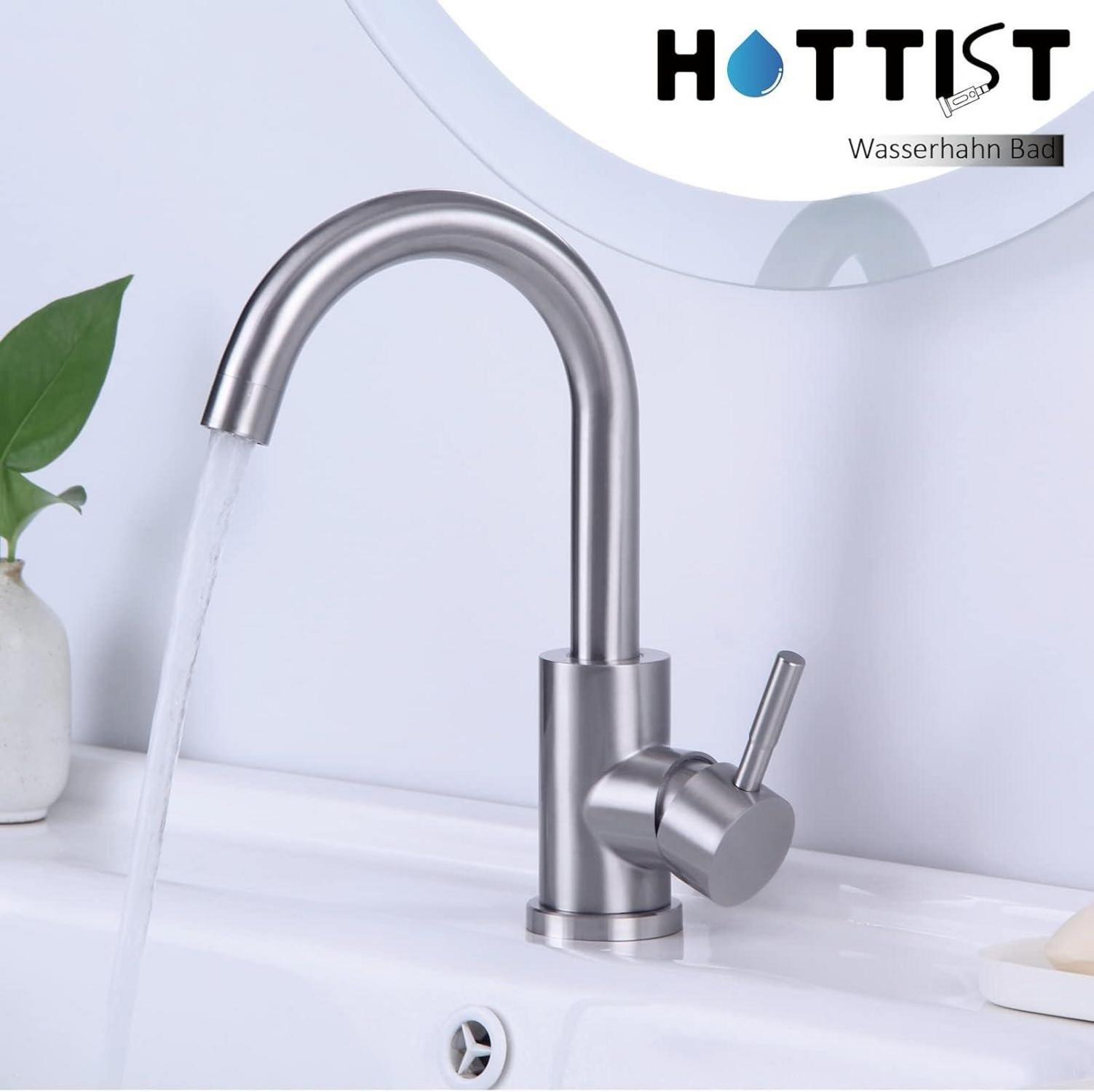 Moderne Wasserhahn Bad 360° Drehbar Edelstahl Gebürstet Einhebelmischer Armatur