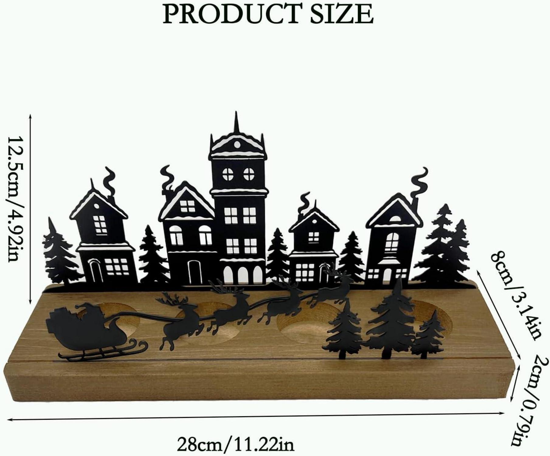 Adventskranz Teelichthalter Weihnachtsdeko Metall Holz 28 x