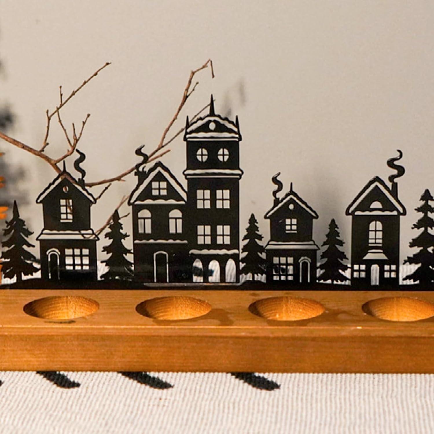 Advent Kerzenhalter Metall Holz Weihnachtsdeko Teelichthalter 28 x